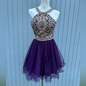 Blondie Nights Purple Dress with Gold